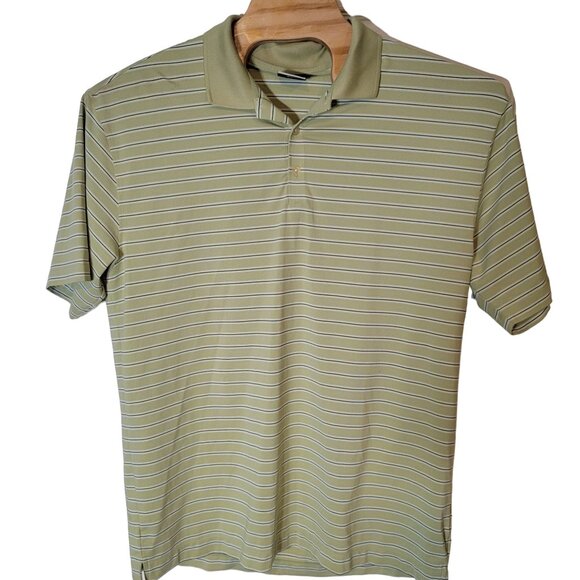 Nike Golf Polo Shirt Men's Size XL Short Sleeve Lime Green with Blue White Strip - Picture 2 of 4